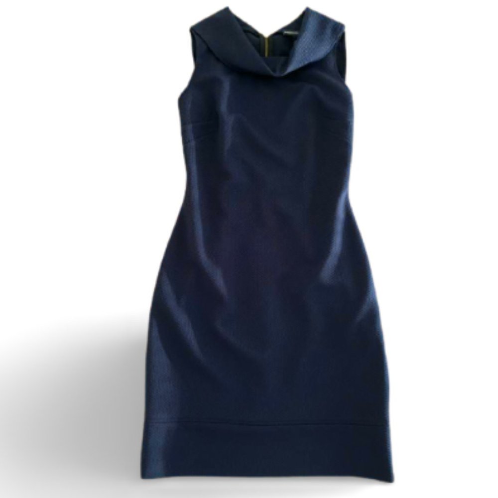 Beautiful Navy Dress with Folded Cowl Neck